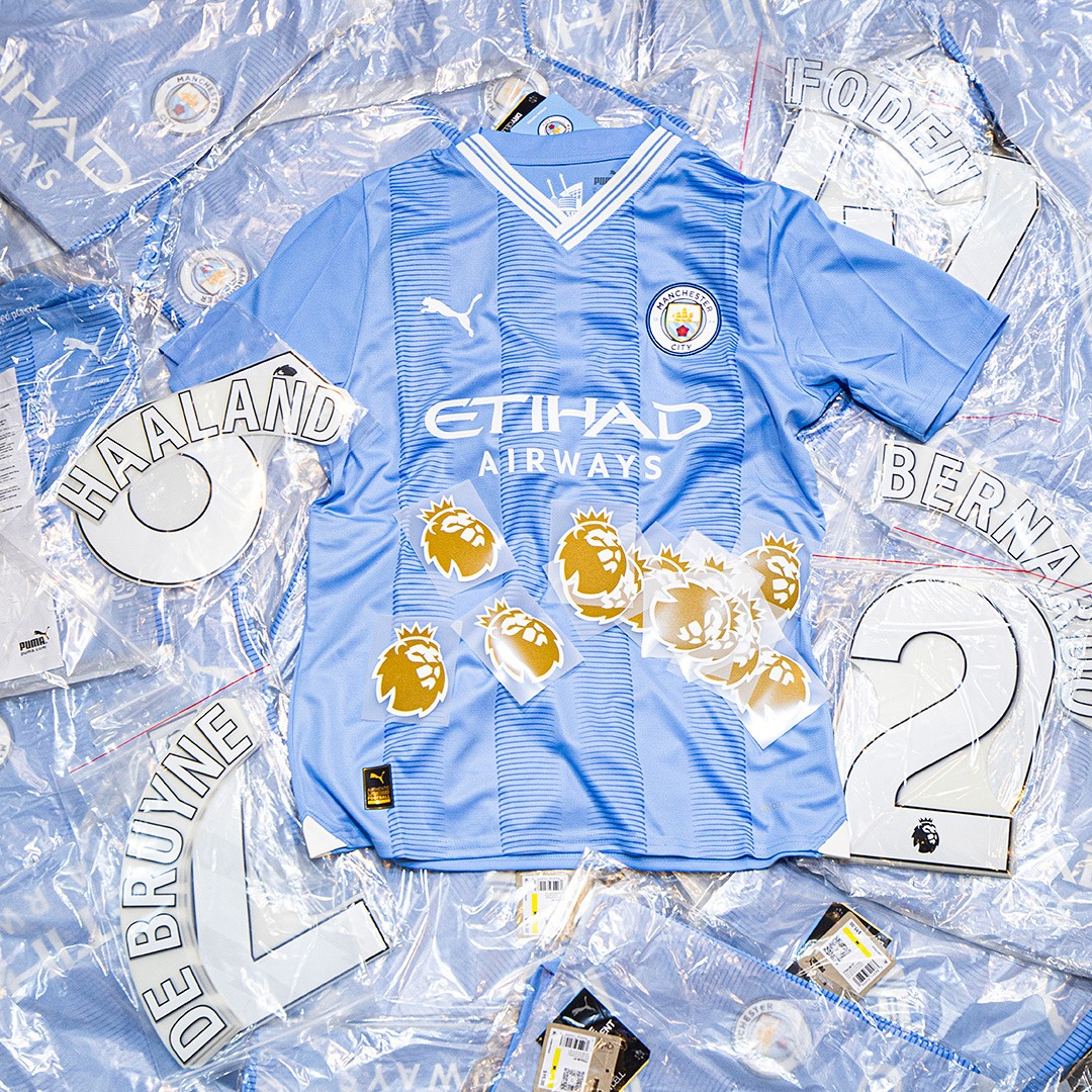 MANCHESTER CITY 23-24 HOME OFFICIAL NAME SET + PL PATCH